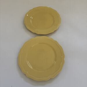Vintage Williams Sonoma Salad Plate Set 2 Scalloped Edge Yellow Made in Portugal